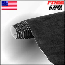 Black Suede Wrap Self Adhesive Car Interior Wrap 17"x 70" Microfiber Felt Fabric