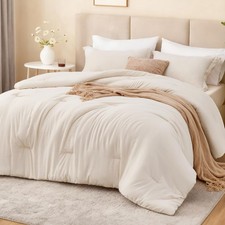Beige Twin/Twin XL Comforter Set, 2-Piece Prewashed Bed Set with 1 Comforter ...