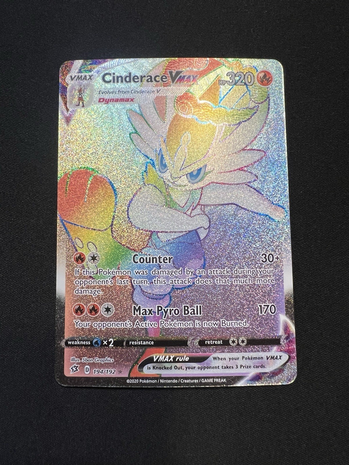 Cinderace VMAX (Secret) 194/192 Swsh02: Rebel Clash Holo