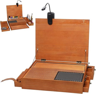 #ad Model Building Station Portable Model Building Miniature Workbench with Light $72.99