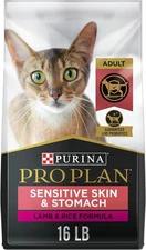 Purina Pro Plan Sensitive Skin & Stomach, Dry Cat Food, Lamb & Rice, 16 lb Bag