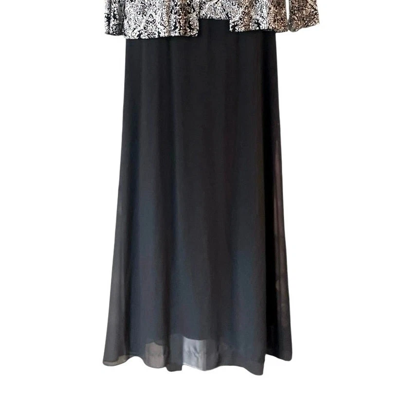 Alex Evenings 女式黑色/银色闪亮晚礼服/夹克优雅 16 码 — 第 3/4 张图片