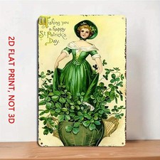 Lucky Irish Decoration Vintage Lady Metal Sign 2D Flat Print For St Patricks Day