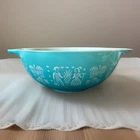 MCM Pyrex Amish Butter print Turquoise #444 Mixing Bowl 4 Qt