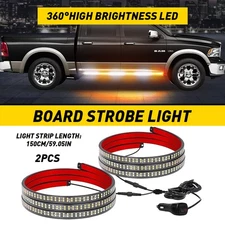 2x 60" Emergency Truck Tailgate Strobe Lights Strip Tail Light Bar Amber White A