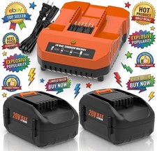 2 Pack 6.5Ah Replacement for Worx 20V Battery and Charger with All Worx Battery