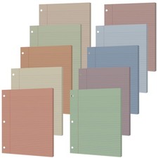 200 Sheets Loose Leaf Binder Paper, 8" x 10.5" Colored College Ruled Paper