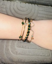 Set of 4 Emerald Bracelets for Women Fashion Jewelry Women's Miss Girl Crystal