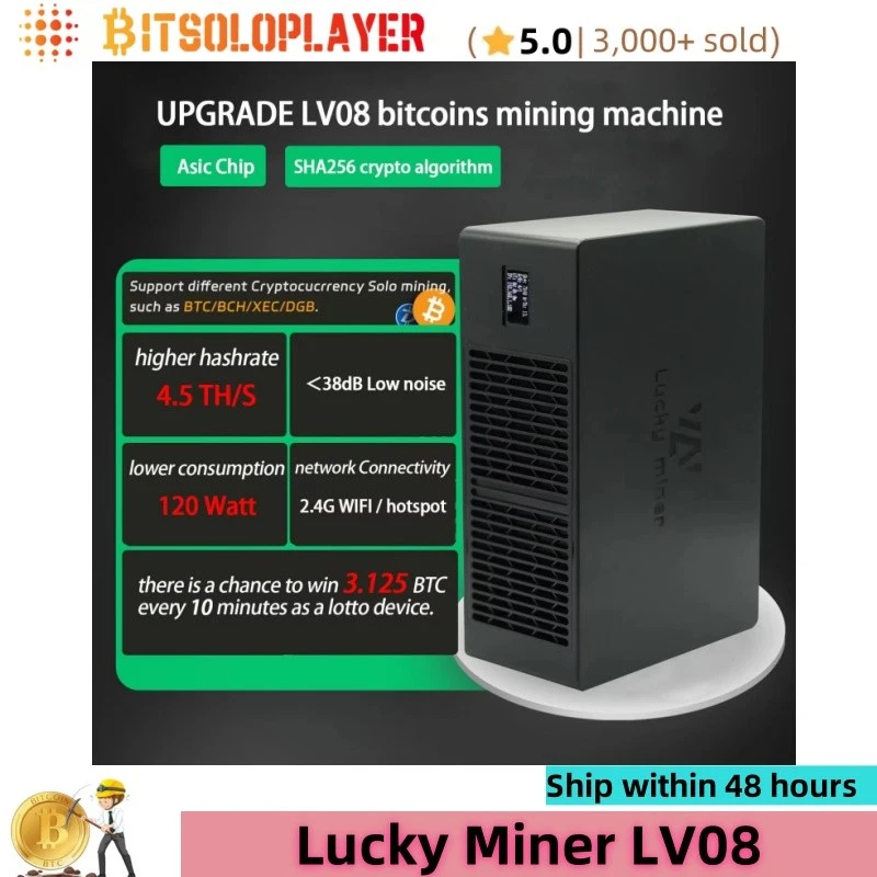 Lucky Miner LV08 4.5TH/S Bitcoin Solo Miner SHA256 BM1368 Asic BTC Lotto Mining - Bild 4 von 4