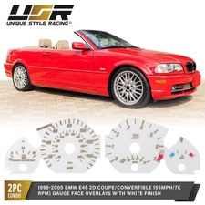 White Gauge Face Overlay For 1999-2006 BMW E46 3 Series 2D Coupe / Convertible