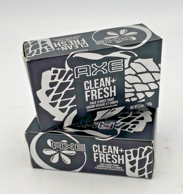 AXE Clean + Fresh Face & Body Soap Cedarwood Scent NET WT 3.5oz/100g NEW  2-PACK