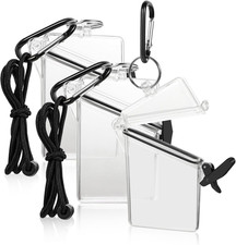 3 Pack Waterproof ID Badge Holder Case Clear Vertical ID Card Holder with Lanyar