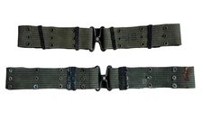 (2) USGI Vietnam Era Pistol Belts M1956 Large & Medium, Canvas Horizontal Weave