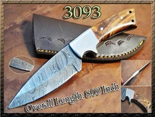 Custom Damascus Skinner Knife| Hunting & Camping Gear-Fixed Blade With Sheath