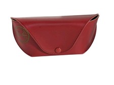 Vintage Ray Ban Red Leather Eyeglass Sunglasses Case Snap Closure Luxottica