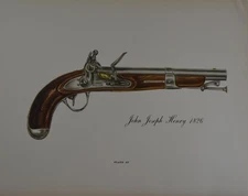 Antique Flintlock Gun Pistol Art Print John Joseph Henry 1826 LE 1955