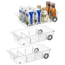 3 Pack Fridge Organizer on Wheels,Roll Out Refrigerator Organizers and Storag...