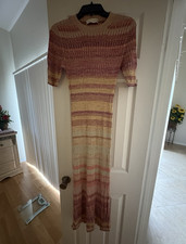 Zimmermann Multicolor Striped Knit Maxi Dress Size 2 Crew Neck Short Sleeve