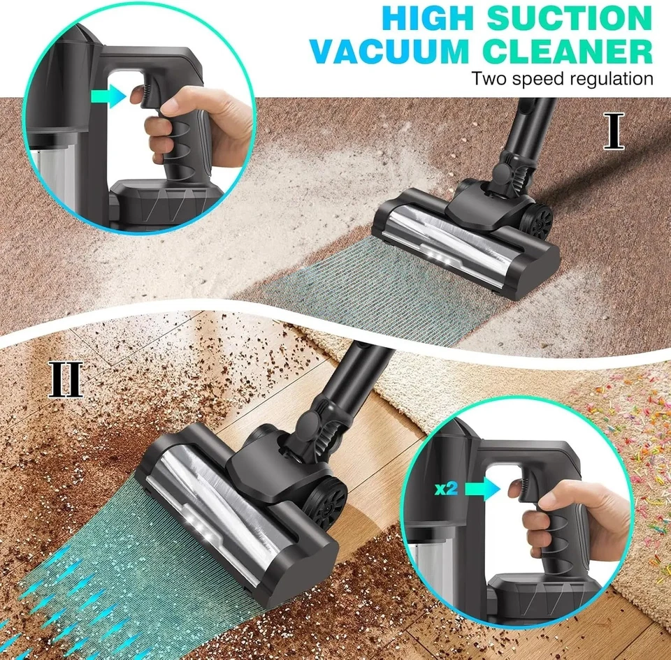6000W 6 in 1 Upright Stick Power Vacuum Cleaner Cordless Bagless Handheld Hoover - Image 3 of 4