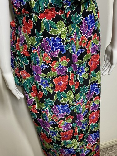 Maggy London By Kenneth Midi Silk Floral Dress 12 80s 90s Wrapped Style - Picture 15 of 17