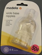 Medela Breastmilk Bottle Wide Base Nipples Slow Flow 3 Pack 0-4 Months 87133