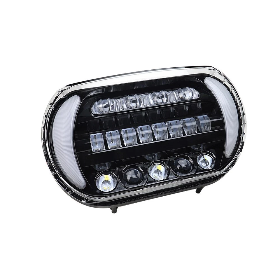 Faro doble LED DRL haz alto/bajo señal de giro para Harley Road Glide 2004-2013 Foto 4 de 4
