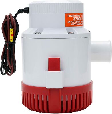 12V 3700 GPH Non Automatic Bilge Pump Marine Plumbing Electric Submersible Pump
