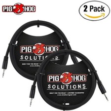 2-PACK Pig Hog PX-T3503 3FT 3.5mm TRS To Same Adapter Cable Black