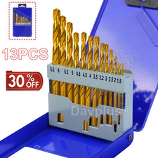 13Pack HSS Twist Drill Bit Set Metric Steel Titanium Coated Drill Bit Tool