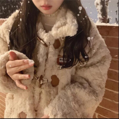 Japanese women's Sweet Cute Cotton Loose Plush Coat Warm Girl