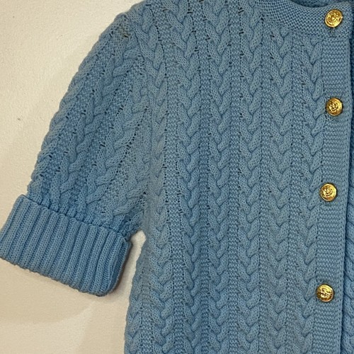 Vintage 60s Bradley Knitwear Cable Knit Cardigan Womens Medium Baby Doll Sweater - Picture 9 of 10