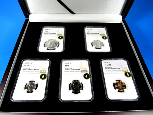 1964 P,  Year Set, Kennedy, Quarter, Dime, Nickel, Cent NGC Pf 69  Everest Seals