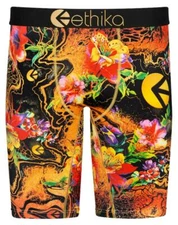 Ethika Staple GOLDY LOX ZONE Bright Firey Watercolor Floral Boxers Men's