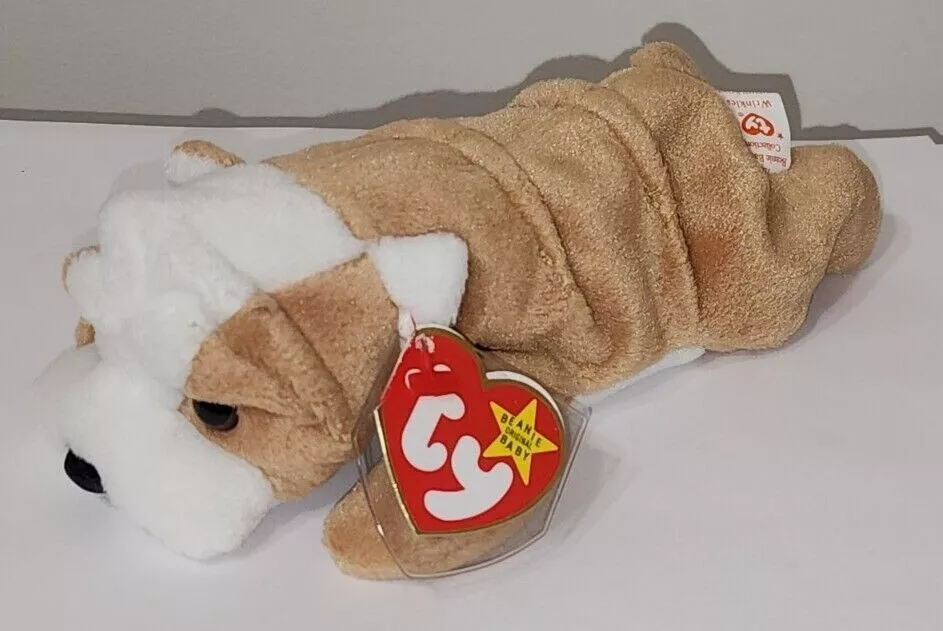Ty Beanie Baby WRINKLES the Bull Dog 8 Inch MINT with MINT