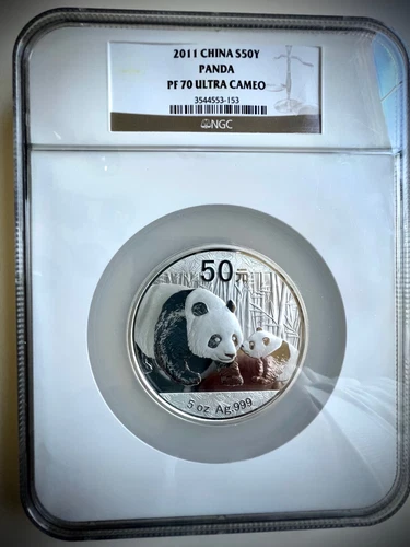 2011 China Panda 50Y 5oz Silver .999 NGC PF 70 Ultra Cameo Proof 5 Oz PF70