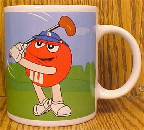 M & M Candy Coffee Mug Golf Baseball Red Yellow Galerie China 2003 Stoneware - Picture 1 of 3