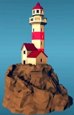 HO Scale Lighthouse On A Rock Building Train Scenery White & Paintable!