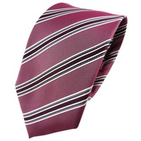 Tigertie Seidenkrawatte Rot Bordeaux Anthrazit Silber Gestreift - Krawatte Seide