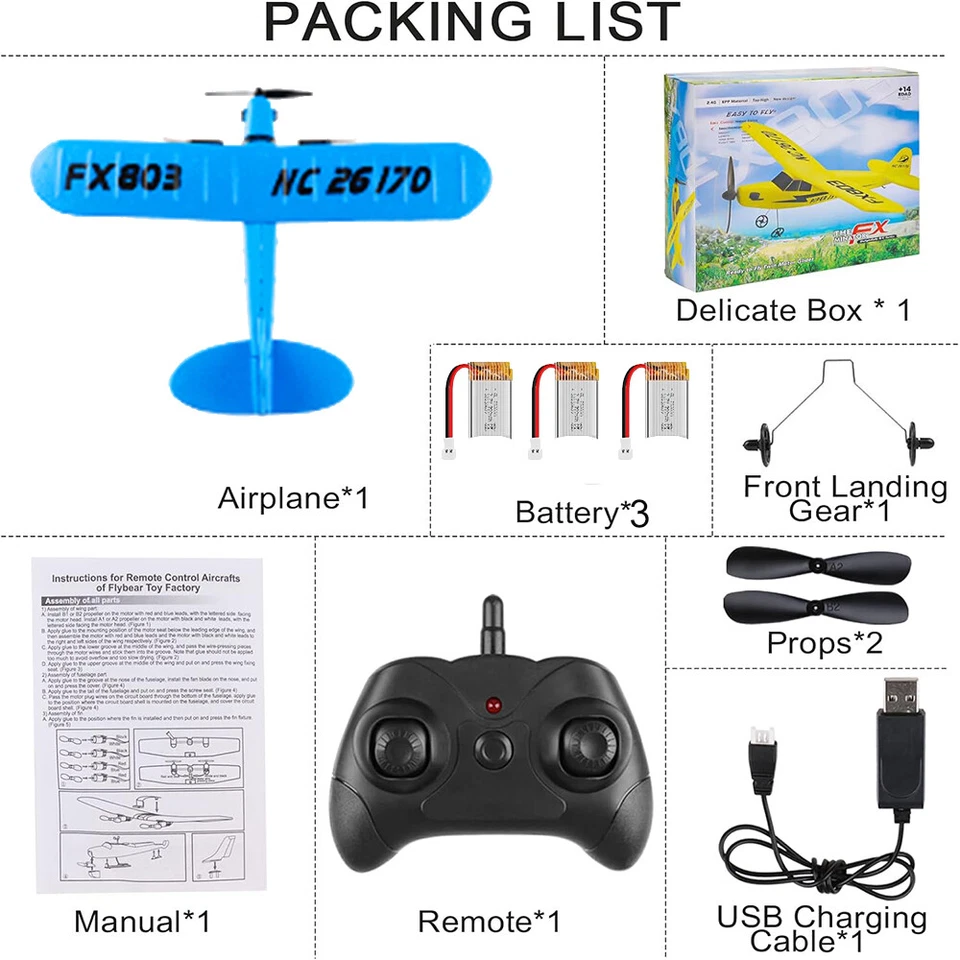 RC Plane Remote Control 2.4GHz 2Channel RC Airplane Built in 6Axis Gyro for Kids - Image 3 of 4