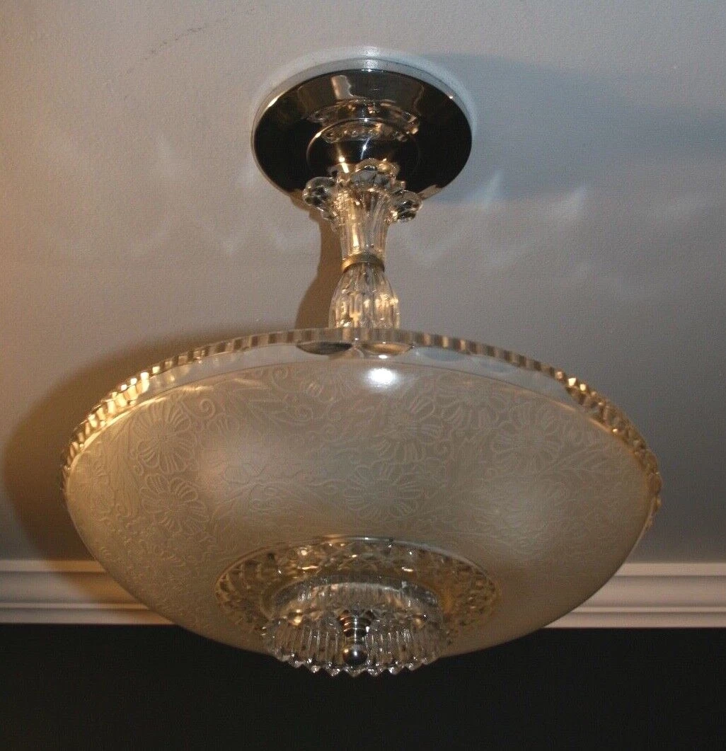 Antique 1940s frosted glass 14