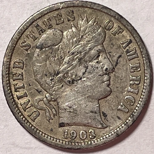 1903 Barber Silver Dime Choice Extremely Fine XF+ Coin #17415