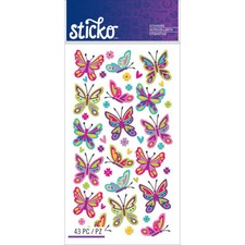 Scrapbooking Stickers Sticko Crafts Spicier Butterflies Repeats Bright Pink Blue