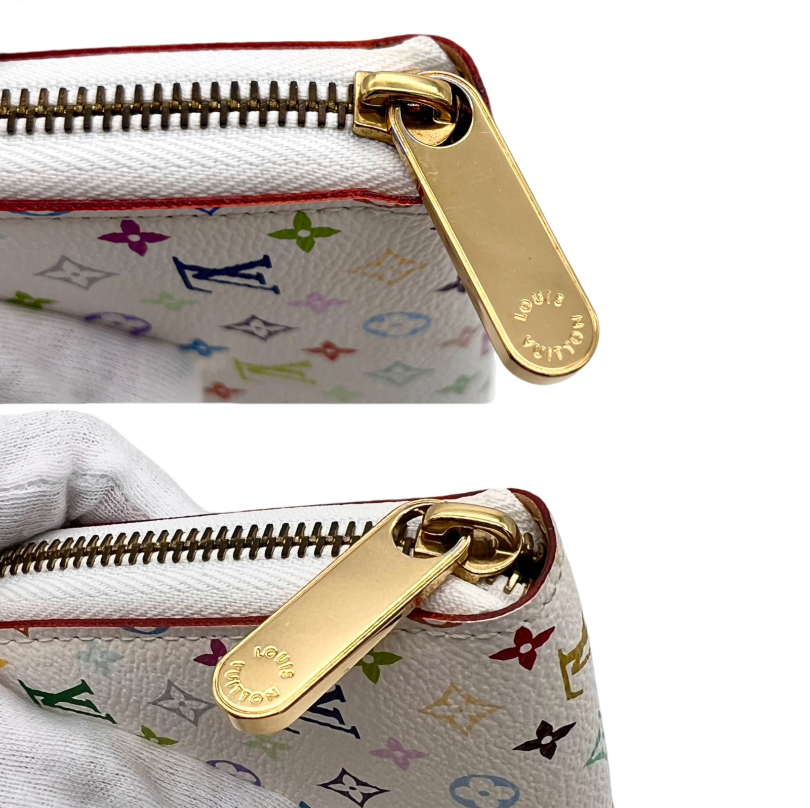 RARE☆☆☆Auth LOUIS VUITTON Monogram Multicolor/White Zipper Wallet/M60049 image 7