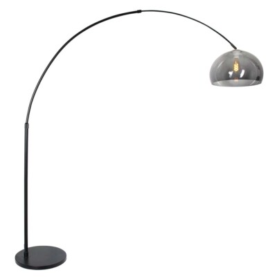 Bogenleuchte Stehlampe Stehleuchte Wohnzimmerlampe Metall Schwarz Grau H 205 cm