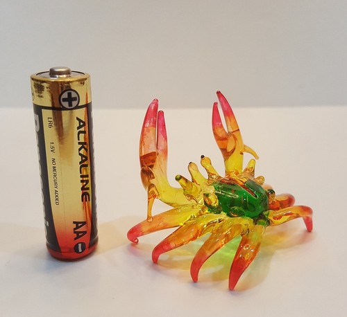 Colorful Crab8 Figurine Art Hand Blown Clear Glass Mini Collect Animal Gift Deco - Picture 10 of 11