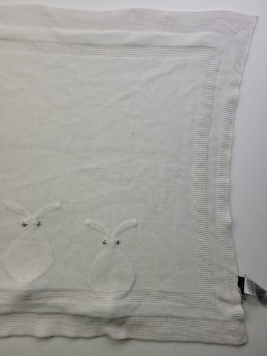 Stella McCartney Kids Baby Blanket Rabbit Knit Cotton Wool Blend White - Picture 6 of 10