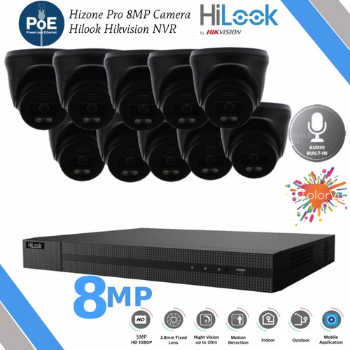 8MP HIKVISION CCTV 8MP 4K NVR COLORVU IP POE OUTDOOR AUDIO MIC CAMERA SYSTEM KIT - Afbeelding 39 van 45