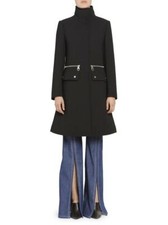Nwt Chloe Black Wool Stand Collar Zipper Waist Coat Size F 36/ Us 4 $2,750