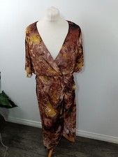 Girl In Mind Brown Yellow Isla Floral Midi Dress Size 18 BNWT Chiffon