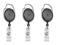 Pack 100 pcs Retractable Carabiner Badge Reel Badge Holder Tranlucent Black